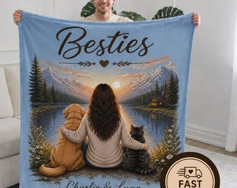 Personalisierte Haustierdecke – Decke mit individuellem Hunde- oder Katzennamen – Geschenk für Tierliebhaber