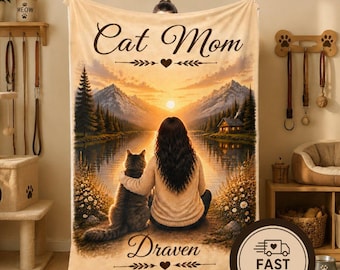 Manta personalizada para amantes de los gatos – Manta con el nombre de tu mascota – Regalo acogedor para amantes de las mascotas