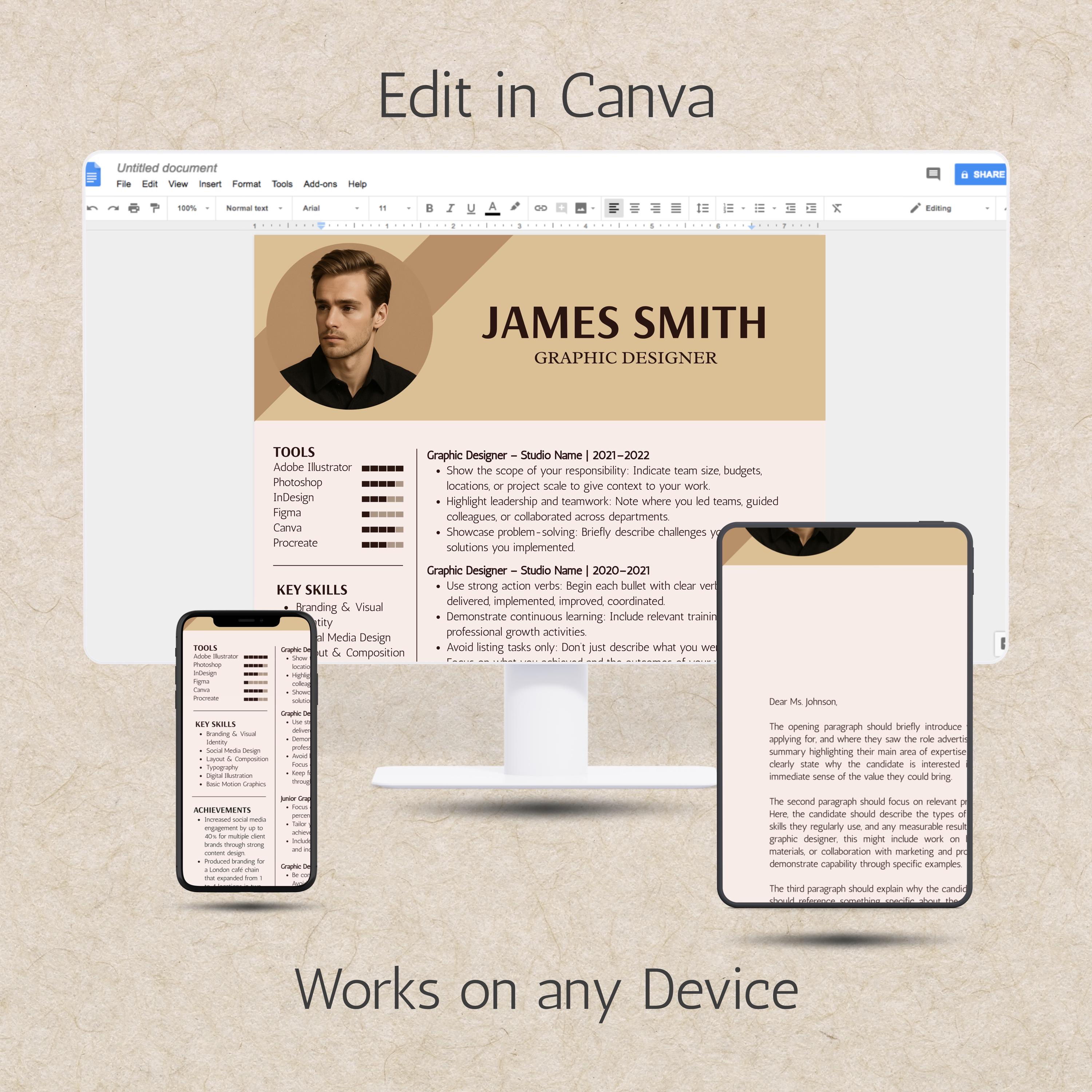 Canva CV Template | Modern Resume Template | Editable CV - Etsy