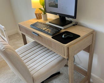 Writing Desk with Drawer Narrow Office Desk Wooden Study Table Compact Workstation for Bedroom Living Room Home Office Furniture
