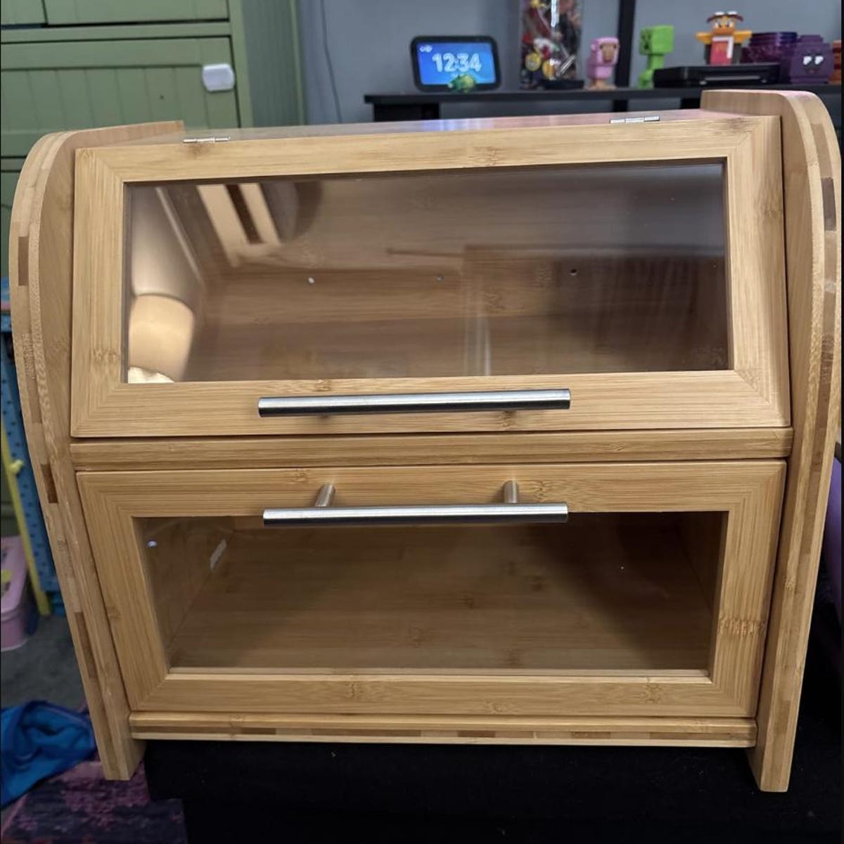 Handmade Bamboo Bread Box | Double-Shelf Kitchen Organizer