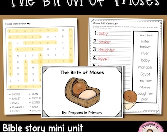 Birth of Moses Printable Bible Lesson | Mini Book, Worksheets (Digital Download)