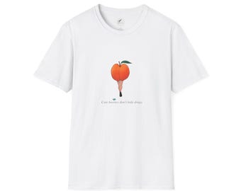 Peach Illustration T-Shirt | Minimalist Fruit Graphic Tee