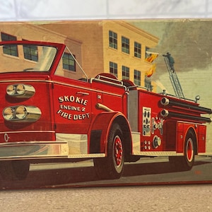 Vintage 1966 Lindberg American LaFrance 900 Pumper brandbil modellbyggsats #646 M – Omonterad – Motoriserad – Komplett med låda och instruktioner