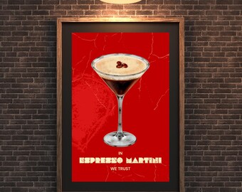 Impresión artística de Espresso Martini: Ilustración de cóctel moderno (Descarga digital)