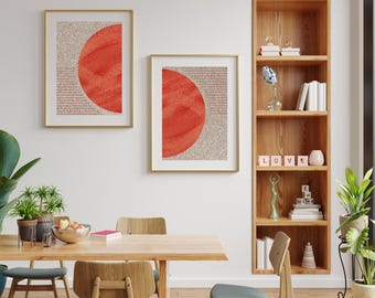 Impresión Dúo Mars Glow: Arte mural abstracto de planeta terracota (descarga digital)