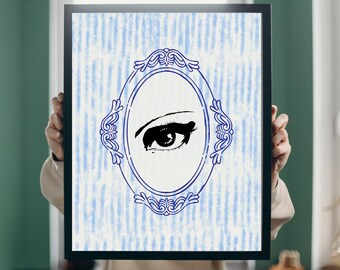 El Ojo Vigilante – Impresión de arte lineal minimalista surrealista (descarga digital)