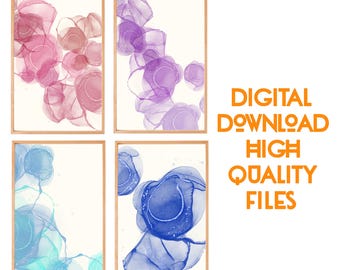 Colección Soft Bloom: Conjunto de 4 estampados florales abstractos (descarga digital)