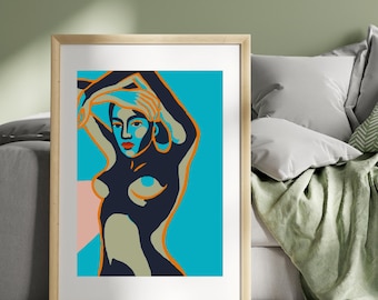 Ella descansa – Descarga digital de arte abstracto femenino / Póster minimalista moderno / Descarga instantánea