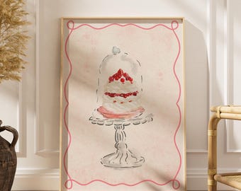 Impresión de pastel de merengue vintage: decoración de cocina en tonos pastel (descarga digital)
