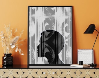 Impresión artística de collage de rostros surrealistas: decoración abstracta moderna para el hogar (descarga digital)