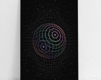 Lámina de arte espacial futurista: Armonía orbital, galaxia de ciencia ficción (descarga digital)