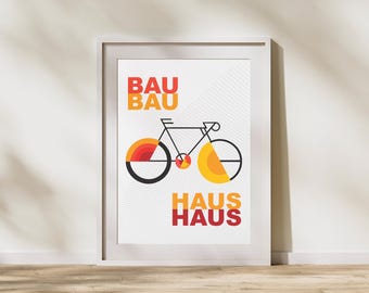 Impresión artística de bicicleta Bauhaus: Póster geométrico moderno de bicicleta (descarga digital)