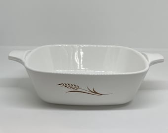Vintage Corningware 5x5” Casserole No Lid Wheat Pattern