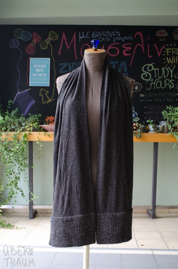 Dorin Frankfurt Wool Scarf - vintage 1990s grey wo