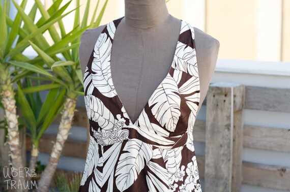 90's Maxi Dress - Brown and white floral maxi dres