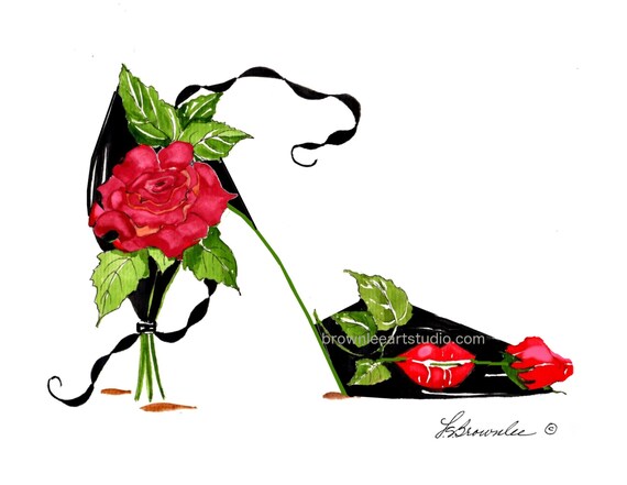 Tango Ballroom Dancing Flower Shoe Print Enhanced with