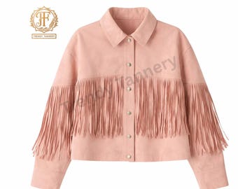 Women's Pink Suede Fringe Jacket | Western Cowgirl Leather Jacket