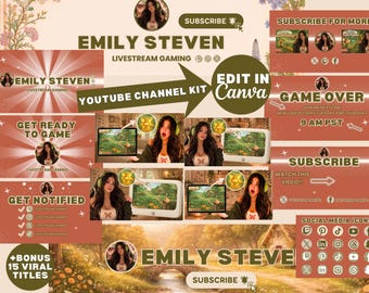 Zestaw do brandingu Cozy Cottage Core na YouTube | Edytowalne szablony Canva (do pobrania w wersji cyfrowej) | Miniatury