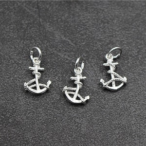 2/10 pcs Sterling Silver Charm, Anchor Charm, Ocean Style Charm, Silver Charm, Anchor Pendant, Silver Pendant, Small Charm, Boat Anchor