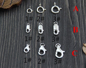 5/10 pcs 925 Sterling Silver clasp,Springs clasp / Findings / Lobster clasp, Silver Clip,Necklace Clasp,Brabelet Clasp,Silver Clip,Hasp