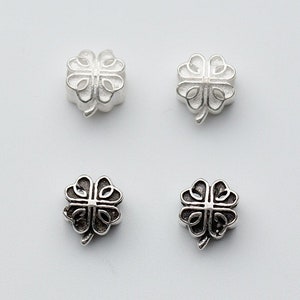 Sterling Silver Clover Bead Silver Lucky Bead Side Drilled Beads Personalized Bead Antique Silver Beads