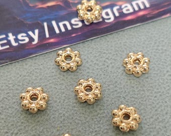 100pcs 14K Gold Filled Spacer Gold Filled Snowflake Spacer Brass Gold Filled Beads