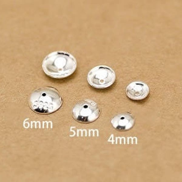 10 Sterling Silver Bead Caps Pearl Cap Bright Silver Bead Cap Bead Shield 4-5-6mm