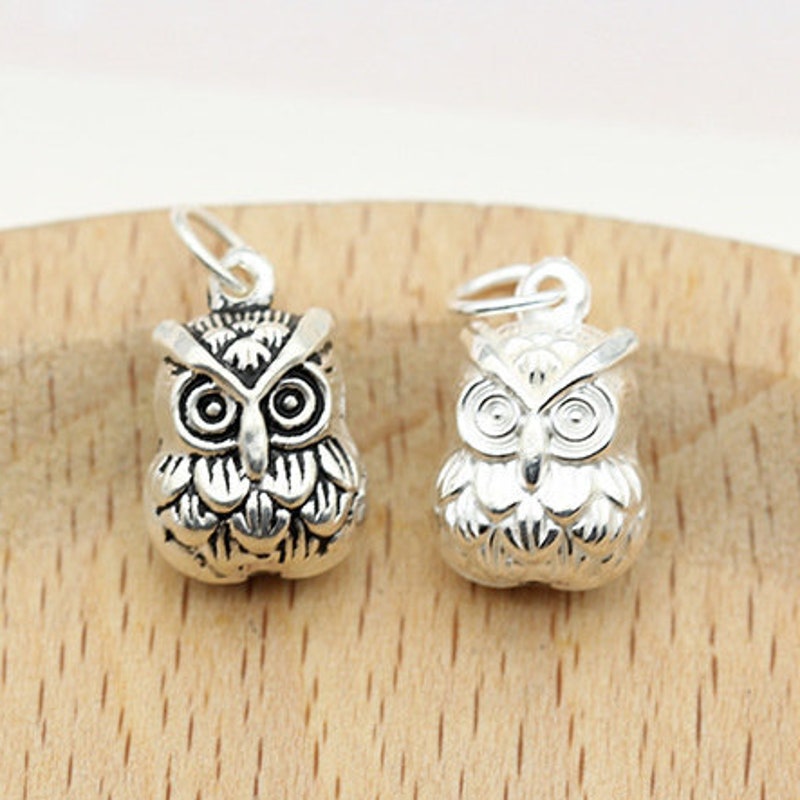 925 Sterling Silver Owl Charm With Glass Bead - European Style Charm For Bracelets & Necklaces