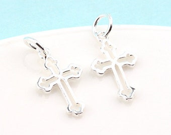 925 Sterling Zilveren Kruis Charme Bright Siver Cross Charms Het kruis Hanger Oorbel Charms