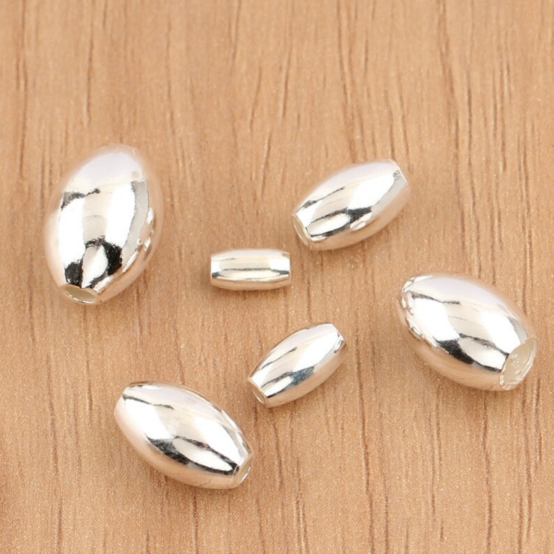 Sterling Silver Oval Beads Silver Oval Loose Beads 925 Etsy