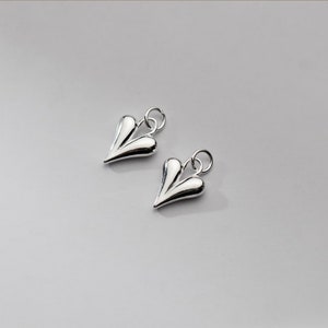925 Sterling Silver Heart Charm 12mm Silver Heart Pendant Puffy Heart Charms Handcraft Supplies