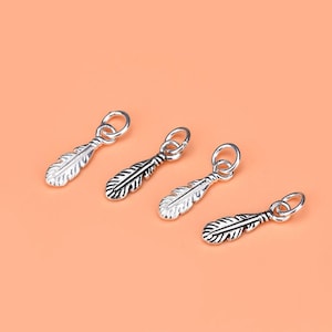 925 Sterling Silver Feather Charm 13mm Tiny Feather Pendant Sterling Silver Plumage