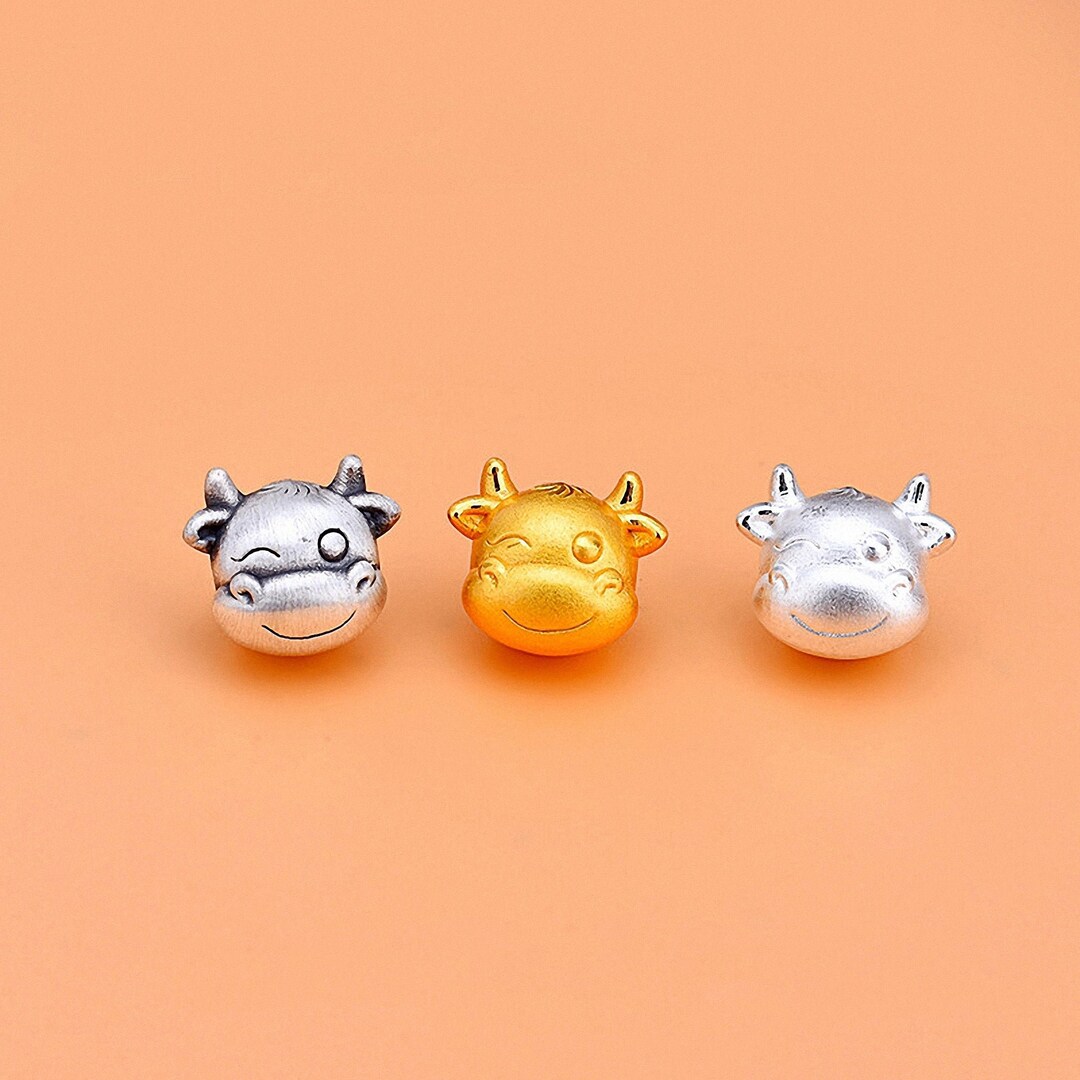 Sterling Silver Cow Bead Cattle Bead Animal Bead Silver Spacer Etsy