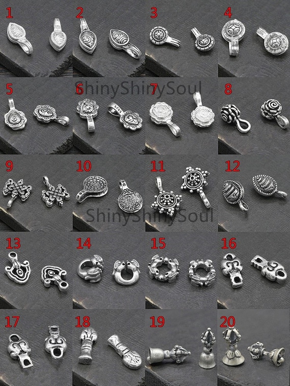 Sterling Silver Clip Charm Silver Charm, Silver Bails Flower Clips