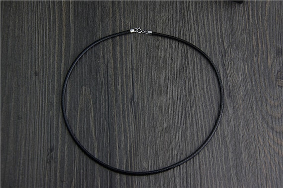 Collana Corda Pelle PU + Acciaio 3mm Nero 16"/18"/20"/22"/ 24 - Foto 2