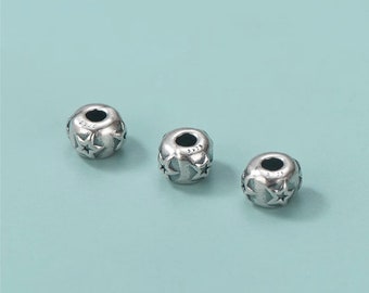 Sterling Silver Star Bead 5mm Star Spacer Star Tube Bead Spacer Antique Bead