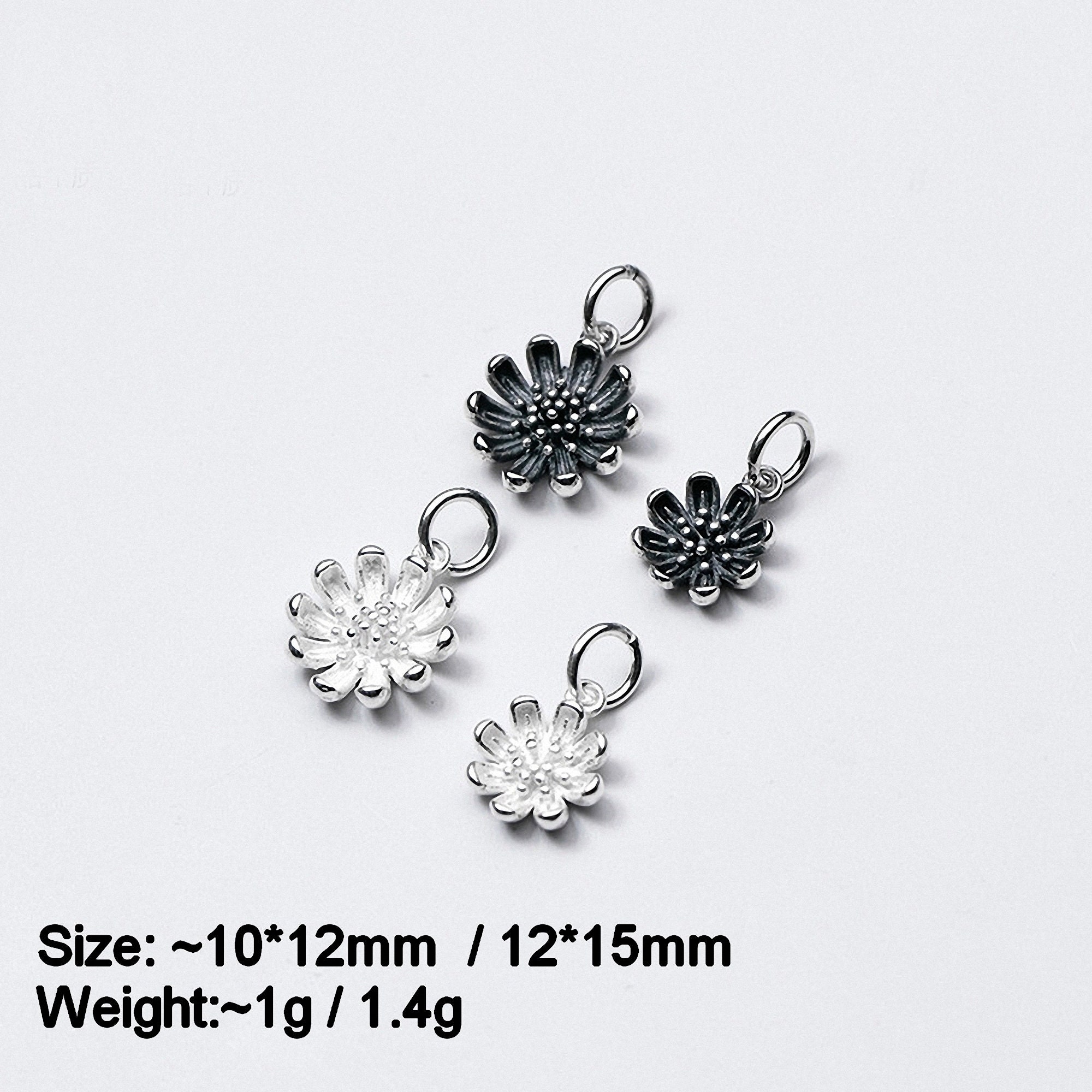 Sterling Silver Daisy Charm Flower Charm Daisy Pendant Earring Etsy