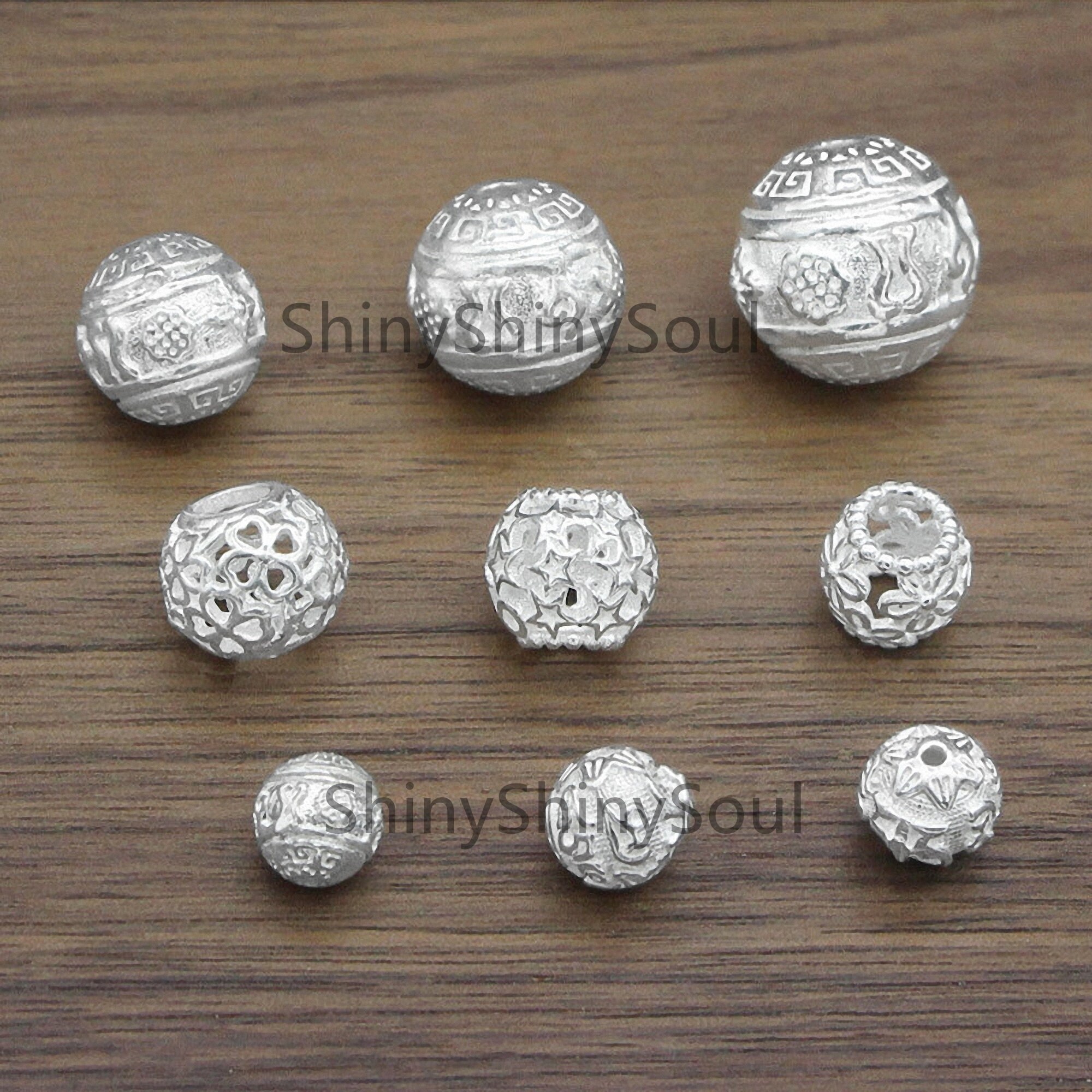 Sterling Silver Beads Bright Silver Bead Spacer Antique Etsy