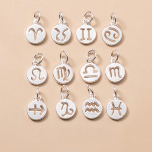 925 Sterling Silber Sternzeichen Charm 12 Konstellationen Charme 9 mm Sternzeichen Anhänger Horoskop Charme