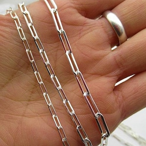 2,5/3/3,5mm Halbfertige Halskette Unvollendete Sterling Kette Kabelkette Lange Rechteck Papier Clip Kette,8"12"16"20"24"28"32"36"
