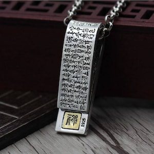925 Sterling Silver Dhyana Pendant The Heart Sutra Pendant Mantra Pendant jewelry making