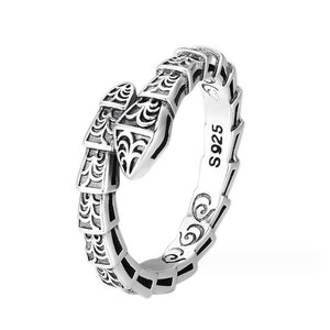 925 Sterling Silver Snake Ring Open Ring Adjustable Ring  Antique Ring