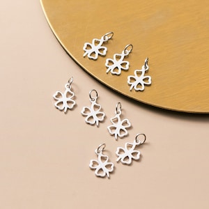 Sterling Silver Charm Four Clover Charm 6mm Lucky Clover Charm Tiny Clover Bracelet Charm Earring Charm