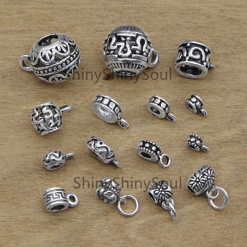 Sterling Silver Bead With Loop Dangle Bead Charm Holder Bulk Etsy