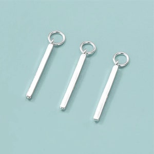 Sterling Silver Bar Charm Stick Charm Pillar Charm Silver Bar Pendant