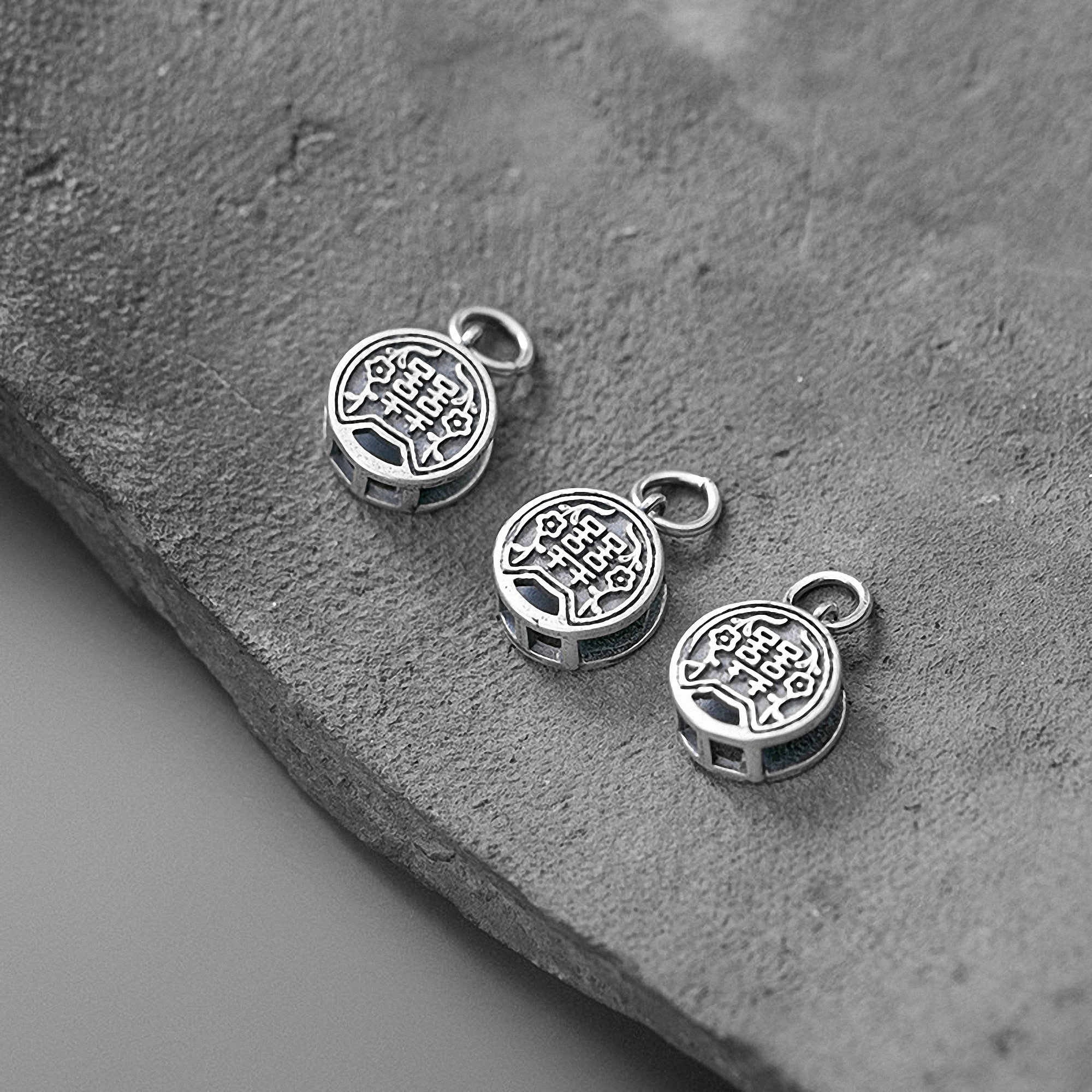 Sterling Silver Lucky Charm Chinese Happy Charm Bracelet Etsy