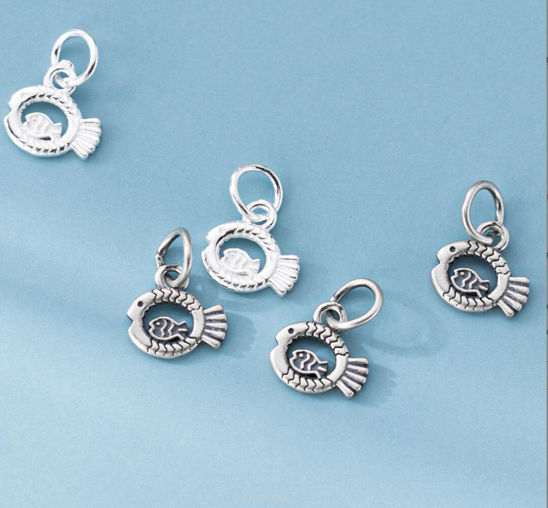 Sterling Silver Fish Charm 925 Silver Fish Pendant 9mm - Etsy