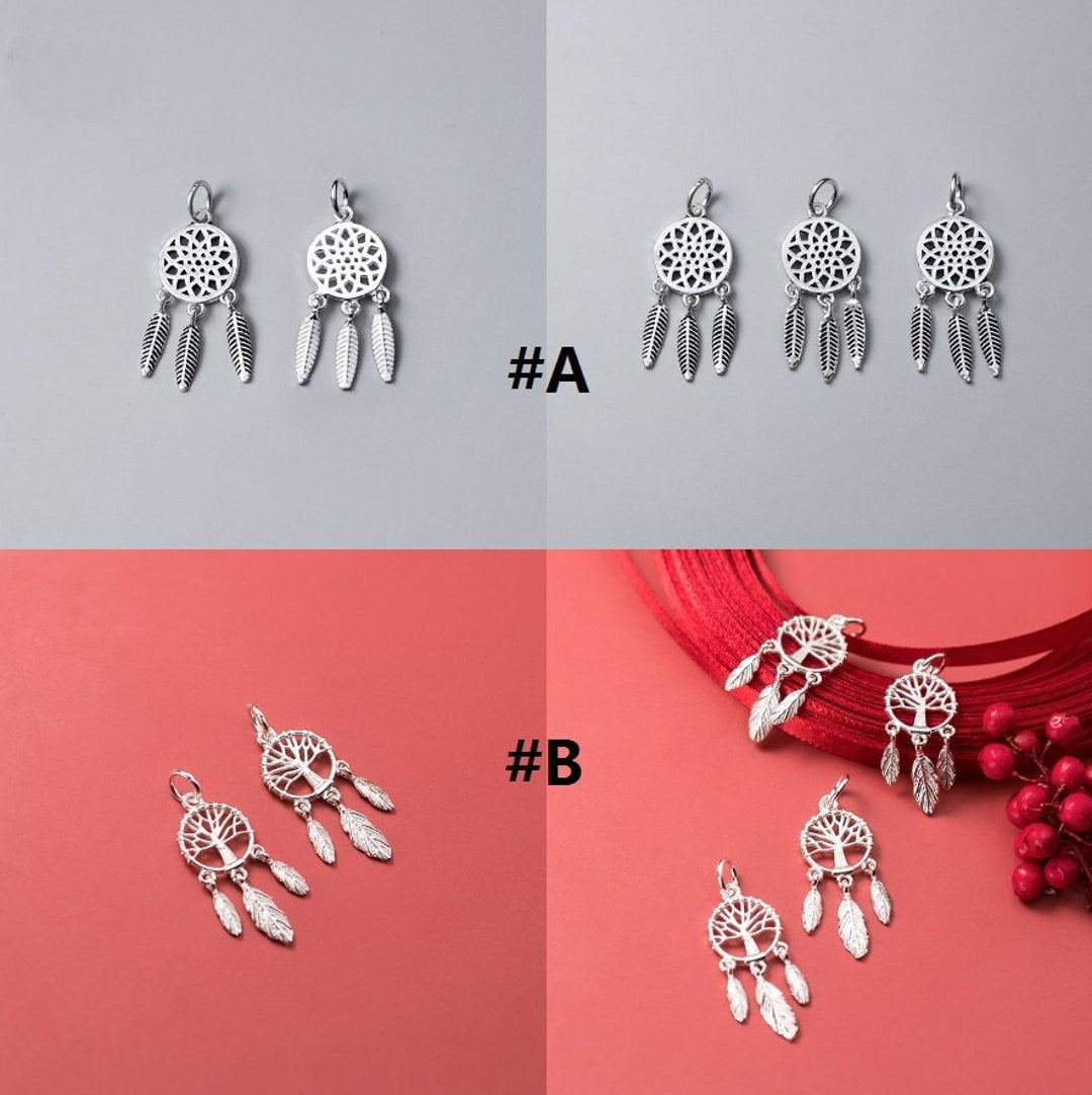 Sterling Silver Dream Catcher Charm Life Tree Charm Dangle Charm