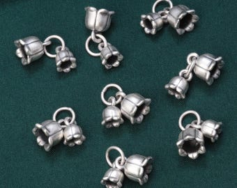 Ciondolo a forma di fiore in argento sterling 925, ciondolo a forma di mughetto in argento sterling